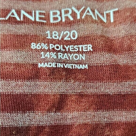 Lane Bryant Brick Red Striped 3/4 Sleeve T-Shirt - Picture 4 of 4